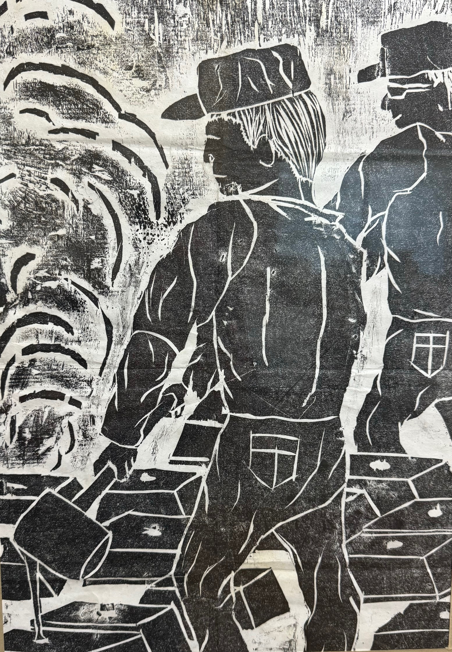 社長が小学生の時に彫った版画